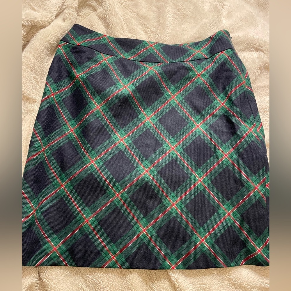 EUC Talbots Wool Blend Red and Green Plaid Skirt